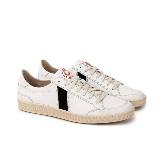SAWA Lafrica Leather White Blue chaussure cuir blanc bleu