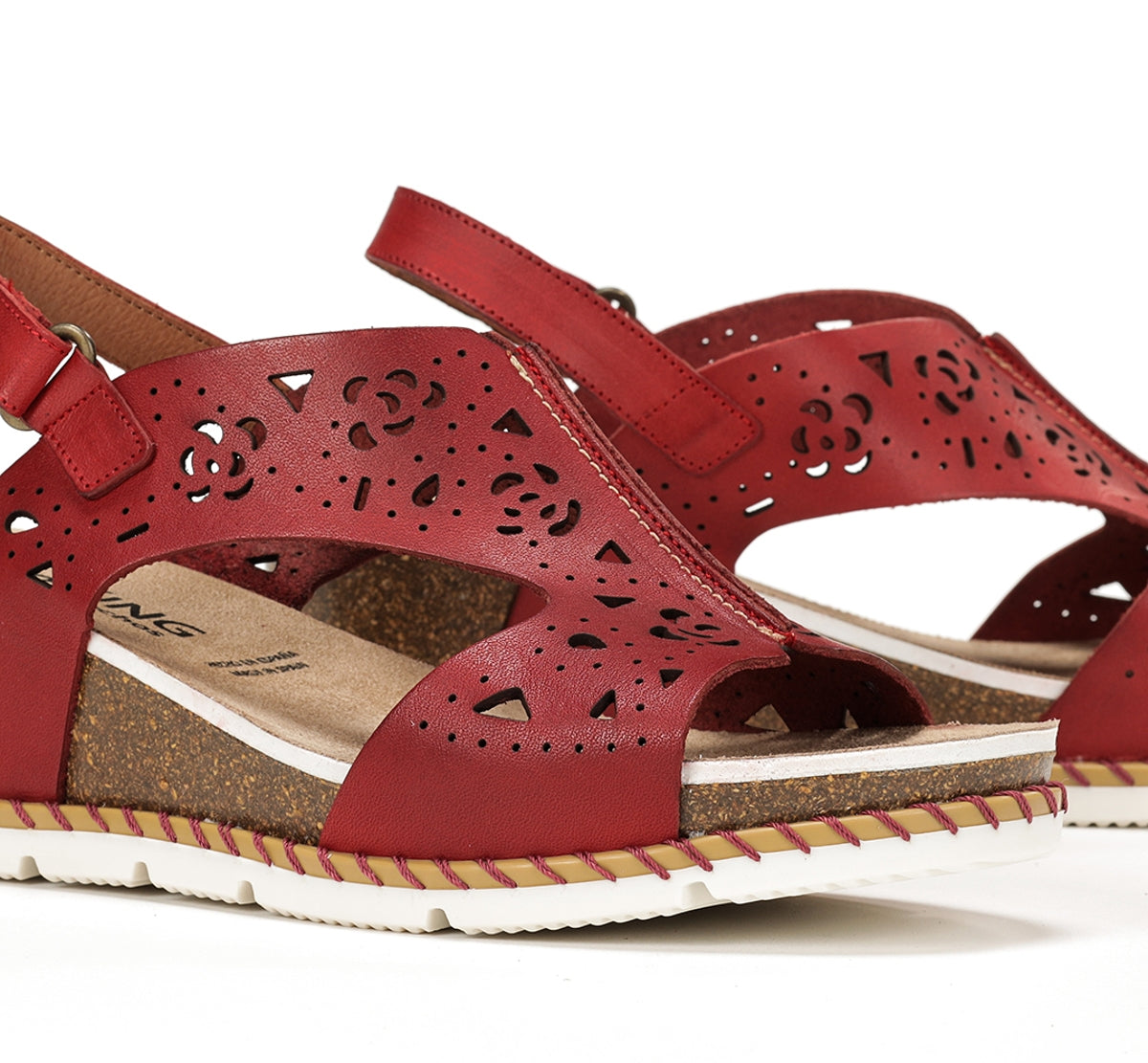 Dorking by Fluchos Gold D9319 sandales compensées rouges