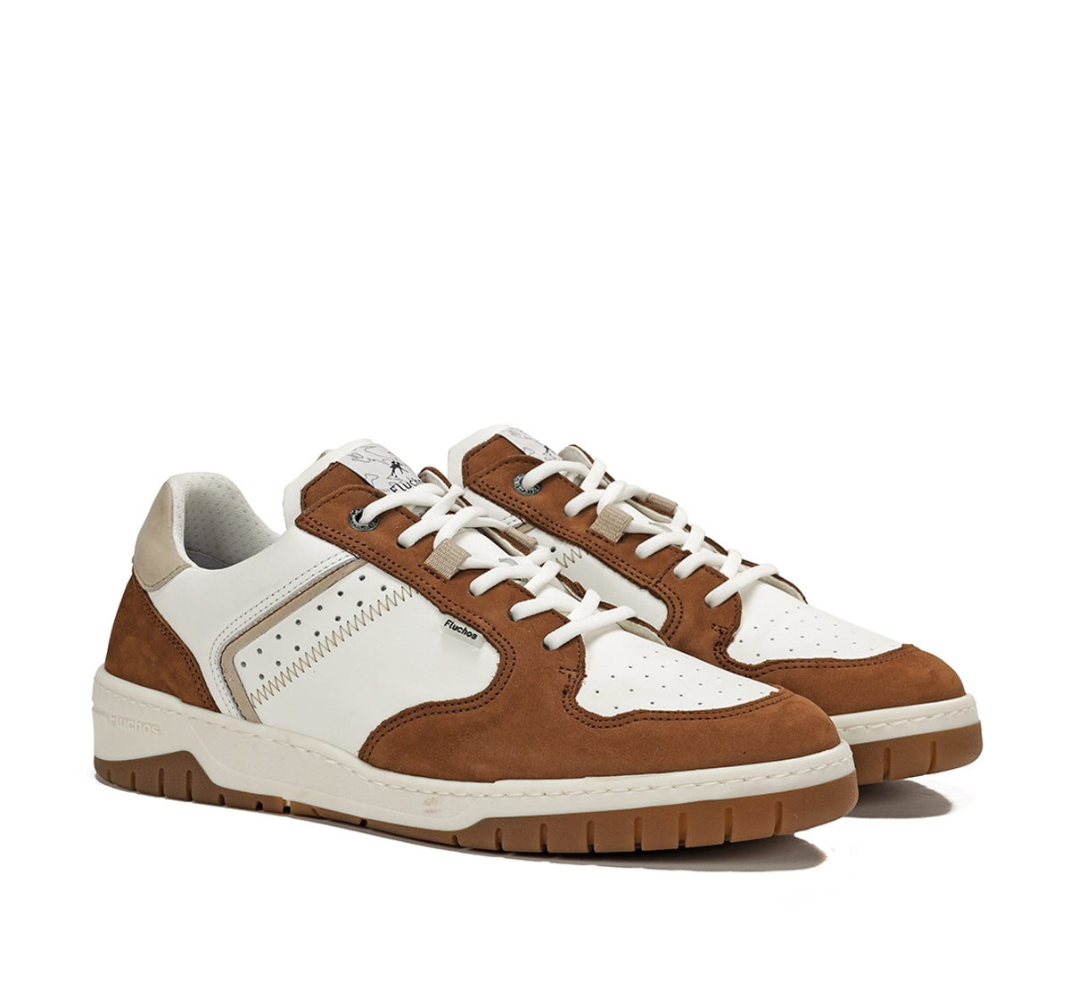 Fluchos Roger F1954 basket homme marron cuir perforé