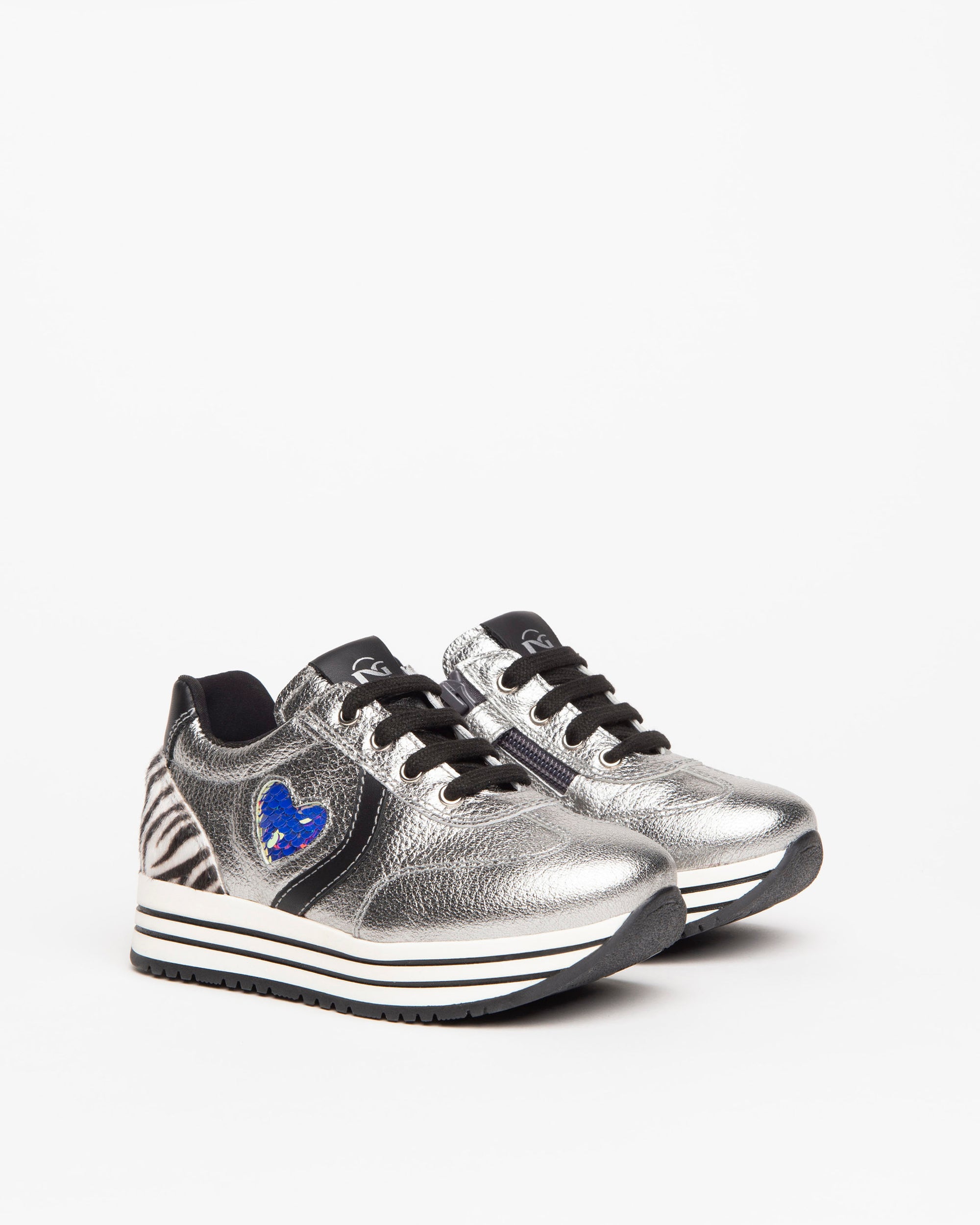 Nero Giardini Sneakers baskets fille cuir zip cœur 28