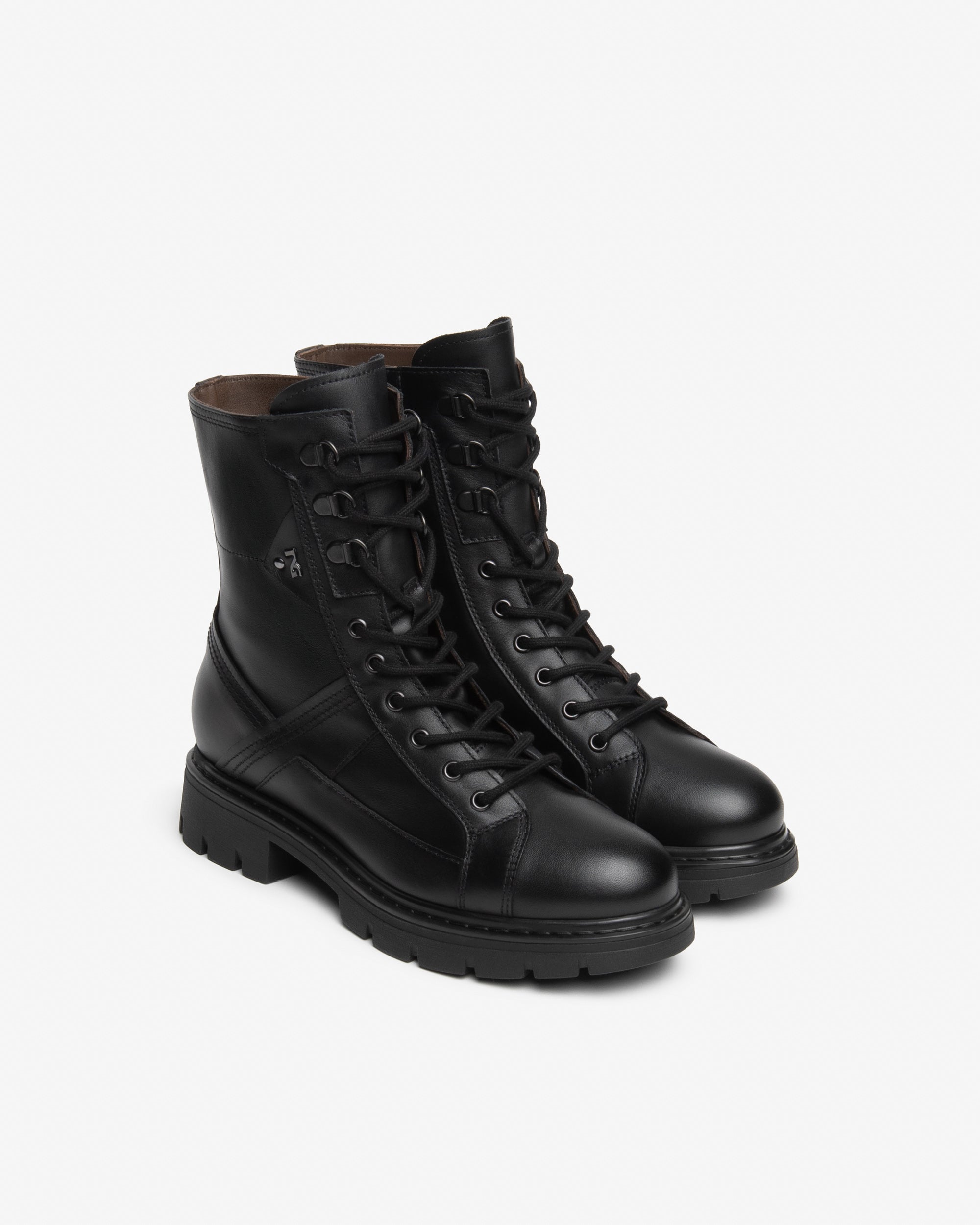 Nero Giardini Combat Boots bottines cuir femme noir talon 30 mm