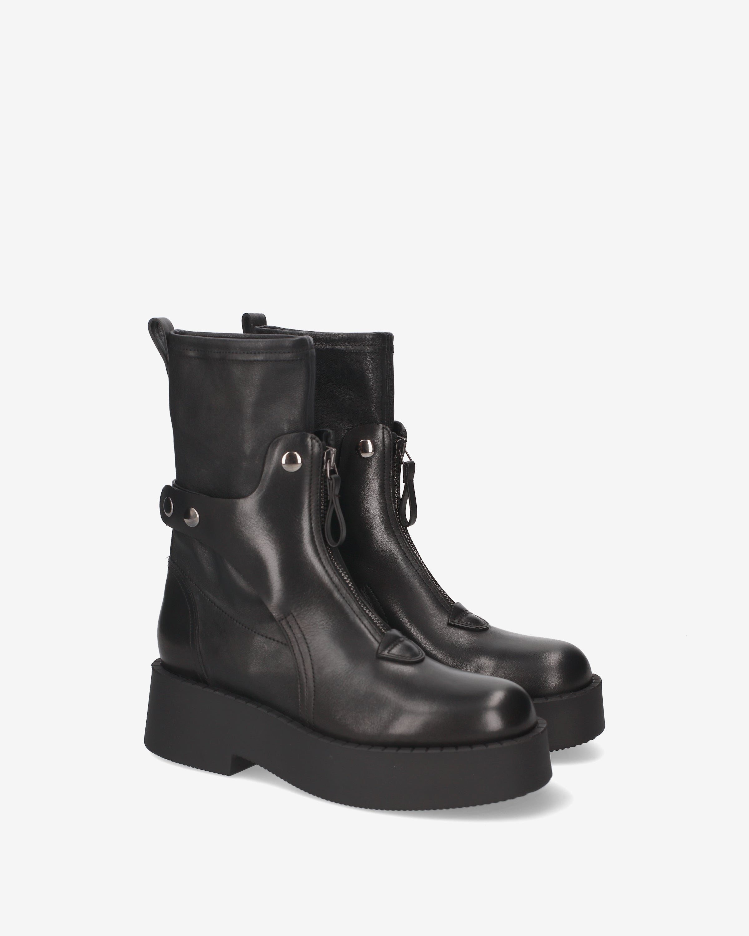 Premiata Boots bottines femme cuir noir cloutées plateforme