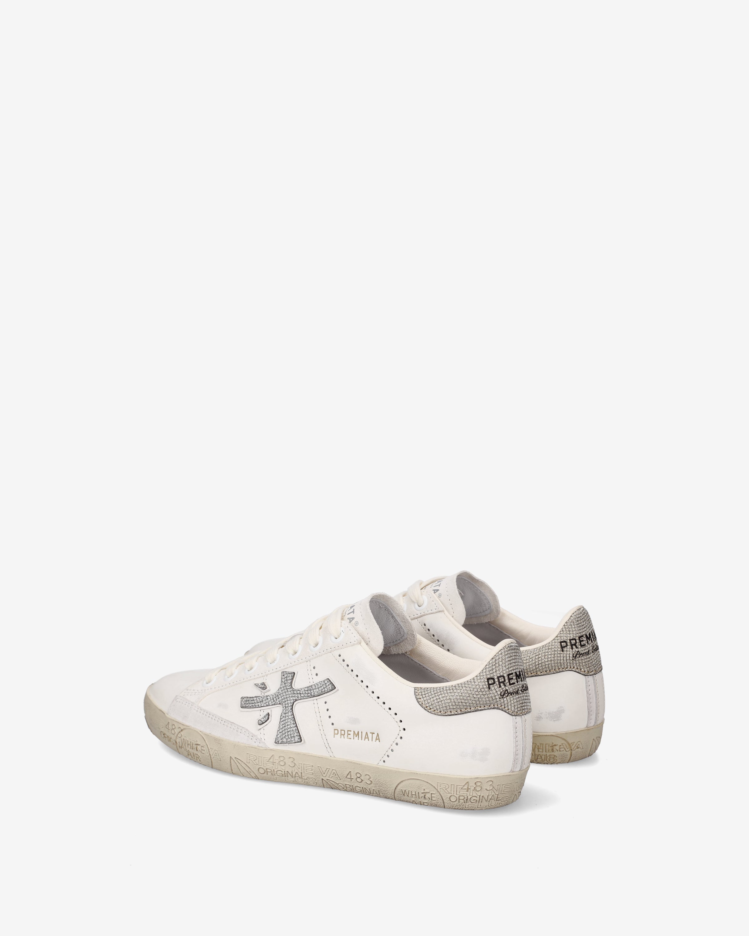 Premiata Stevend 8127 sneakers cuir blanc argent femme
