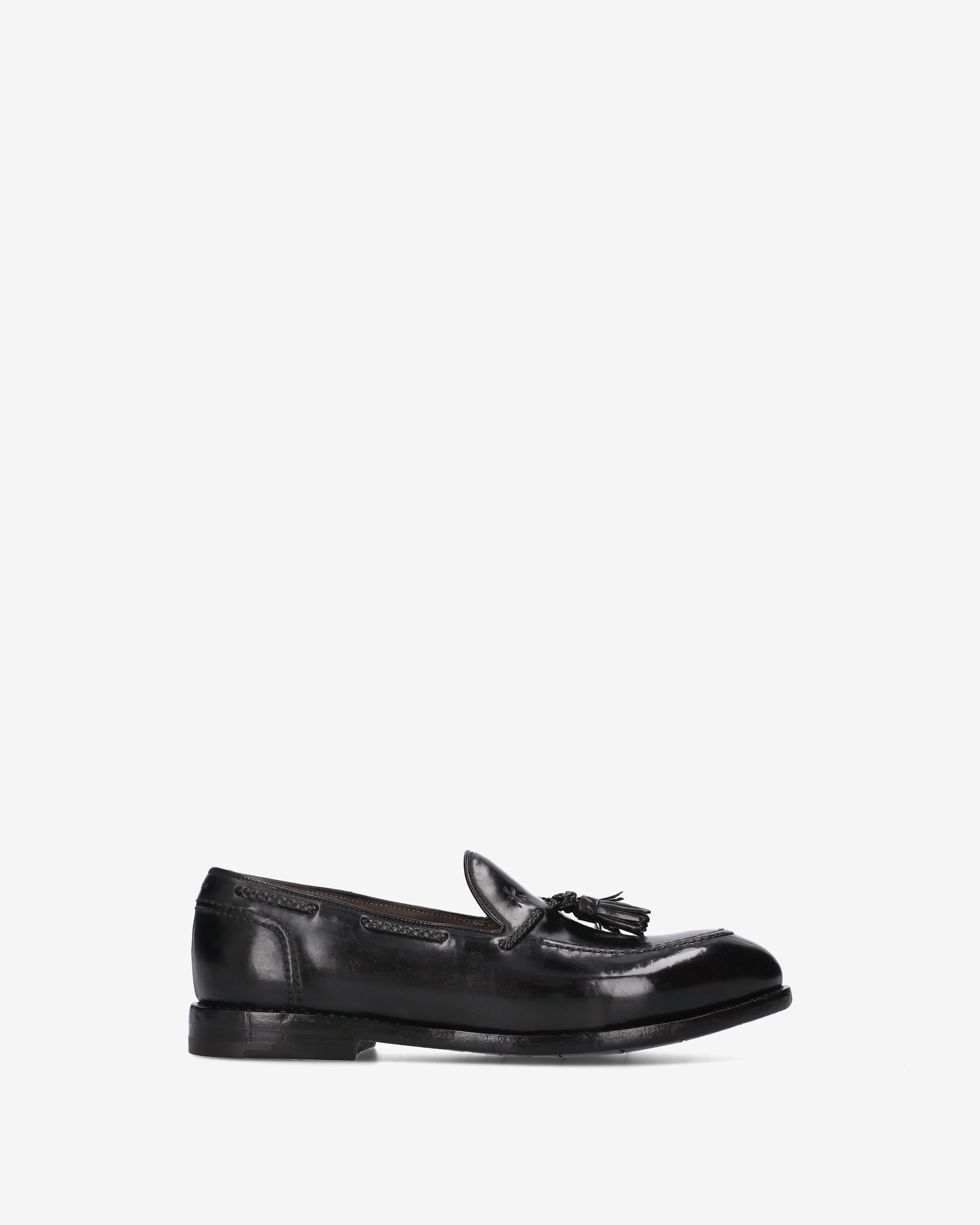 Premiata Loafers Mocassin Cuir Noir à Pompons