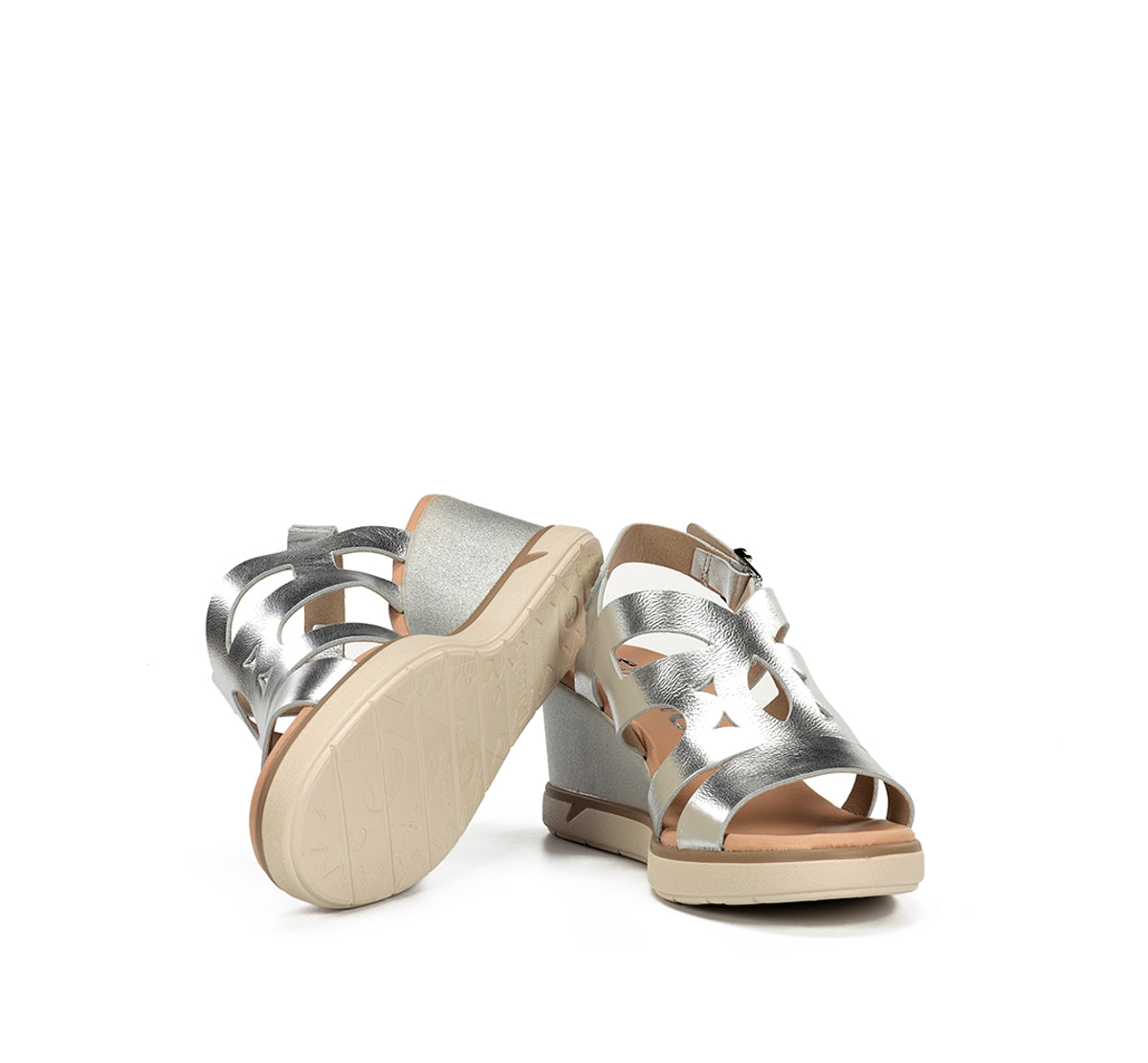 Fluchos Smash F1974 sandales argent femme compensé