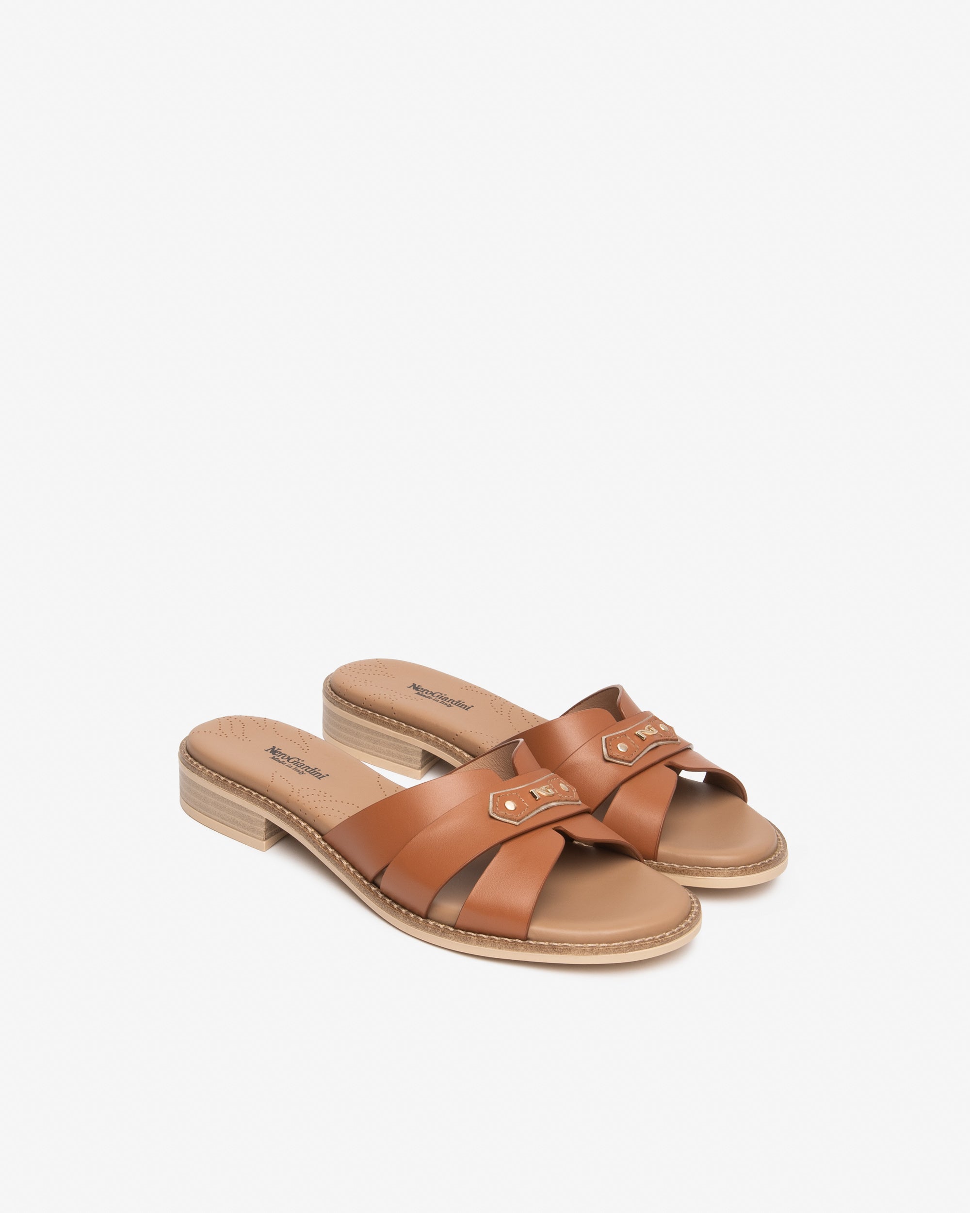 Nero Giardini Sandals mules cuir femme tissu technique