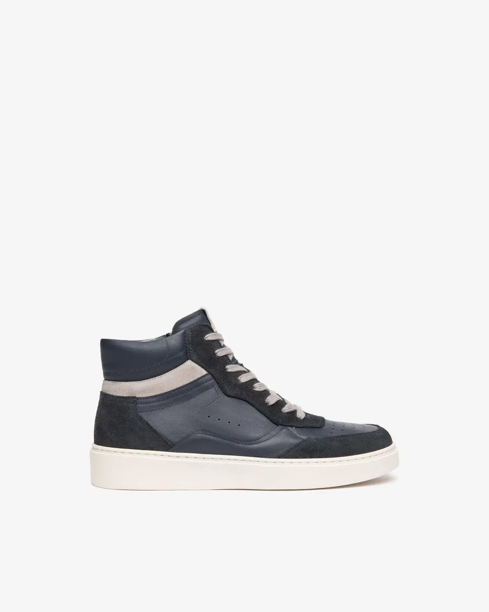Nero Giardini Sneakers baskets homme montantes cuir daim zip