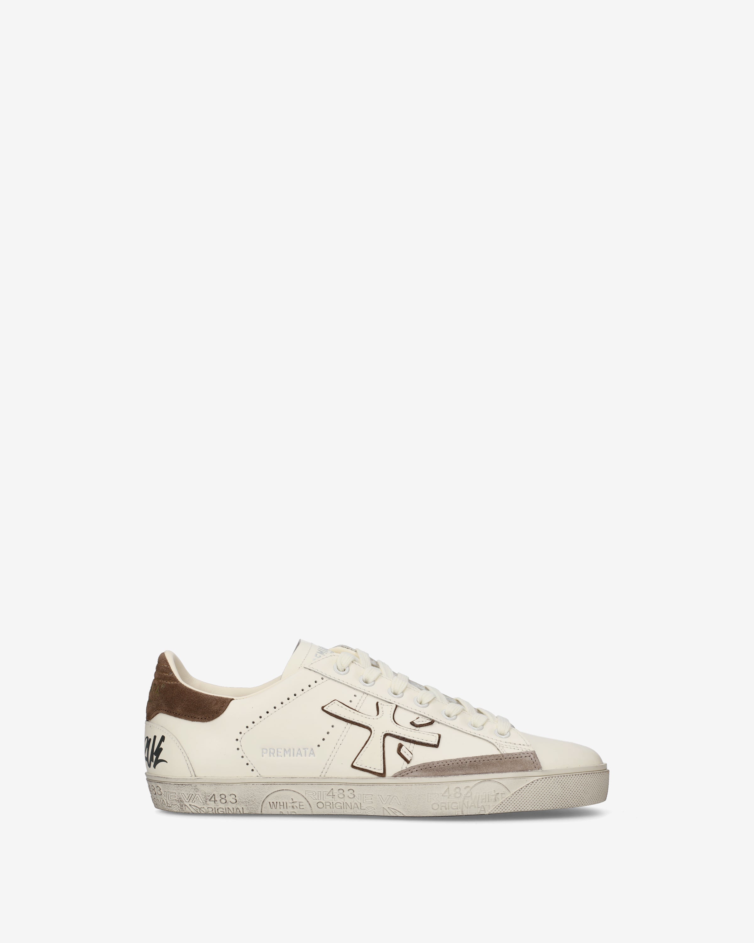 Premiata Steven 8476 baskets homme cuir blanc crème