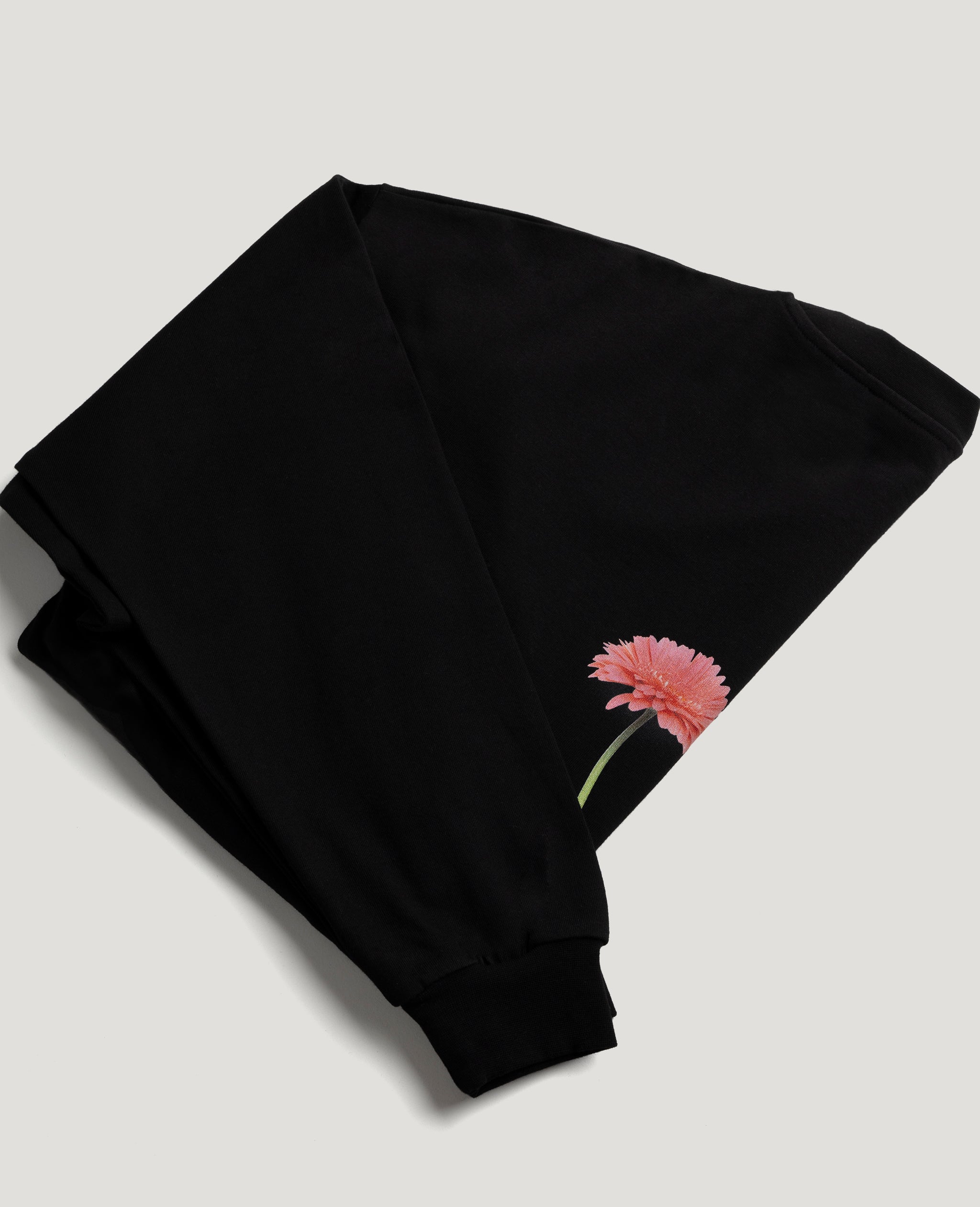 Flamingos Life Long-Sleeve Flower Black tee-shirt manches longues noir