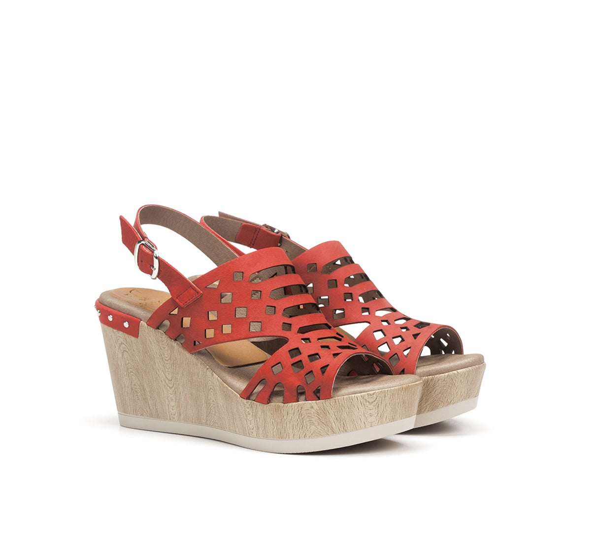 Dorking Salma D7756 sandales compensées rouges 8 cm