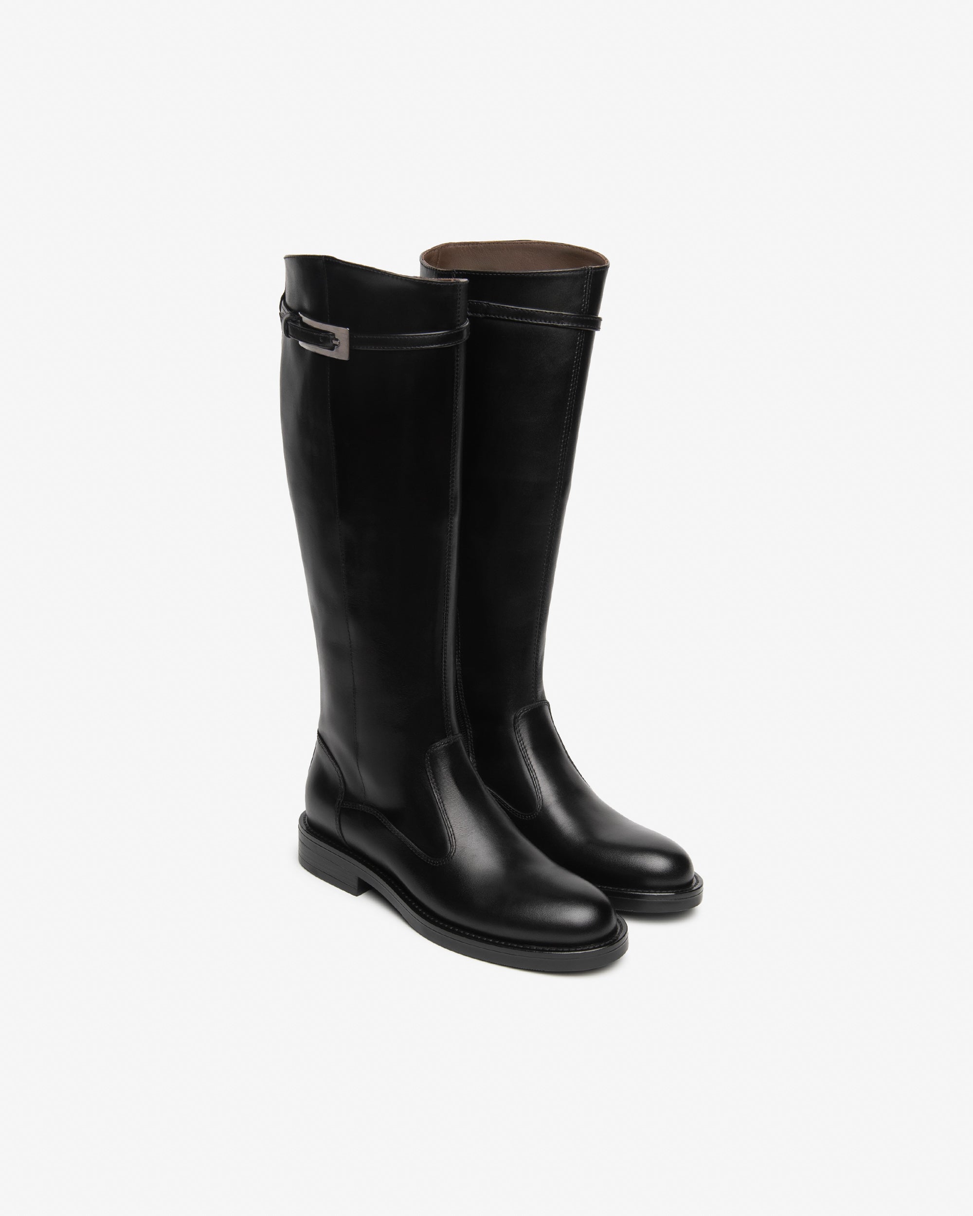 Nero Giardini Boots bottes cuir femme boucle talon bas
