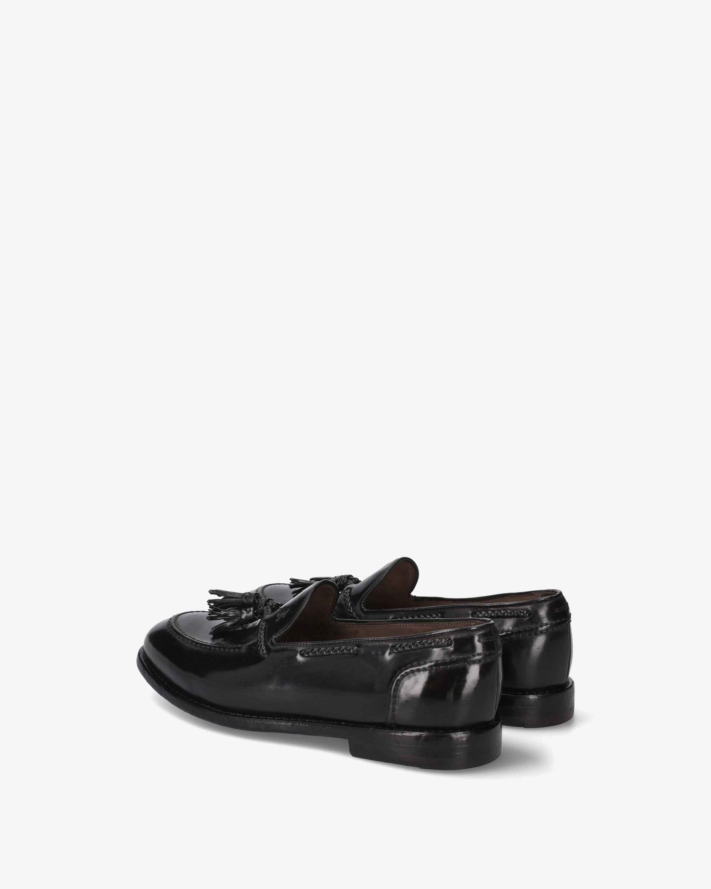 Premiata Loafers Mocassin Cuir Noir à Pompons