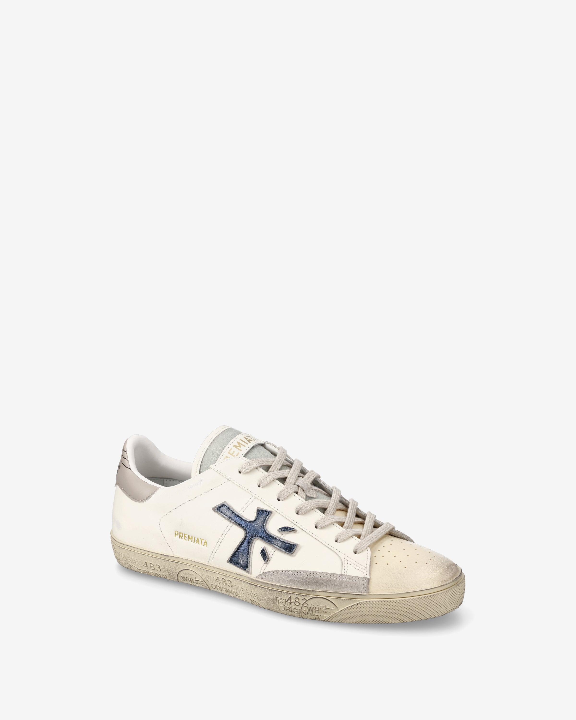 Premiata Steven 7633 sneakers homme blanc cassé cuir