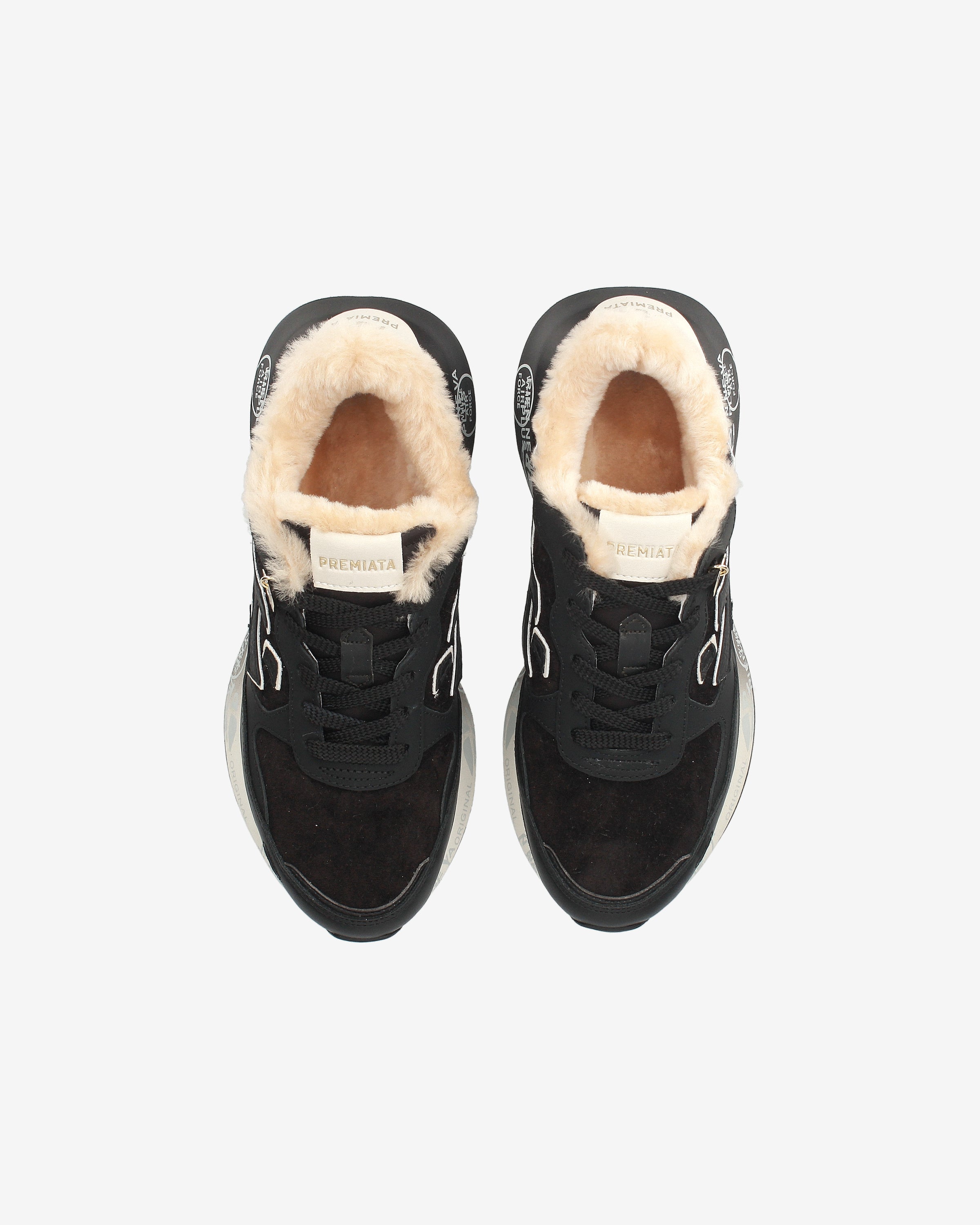 Premiata Lauryn 7803m baskets noir daim fourrure femme